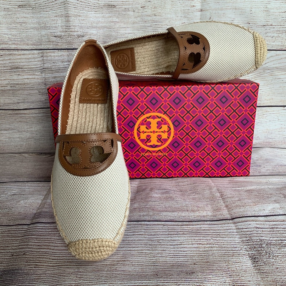 😍Tory Burch Sidney Espadrille Canvas/Calf L…